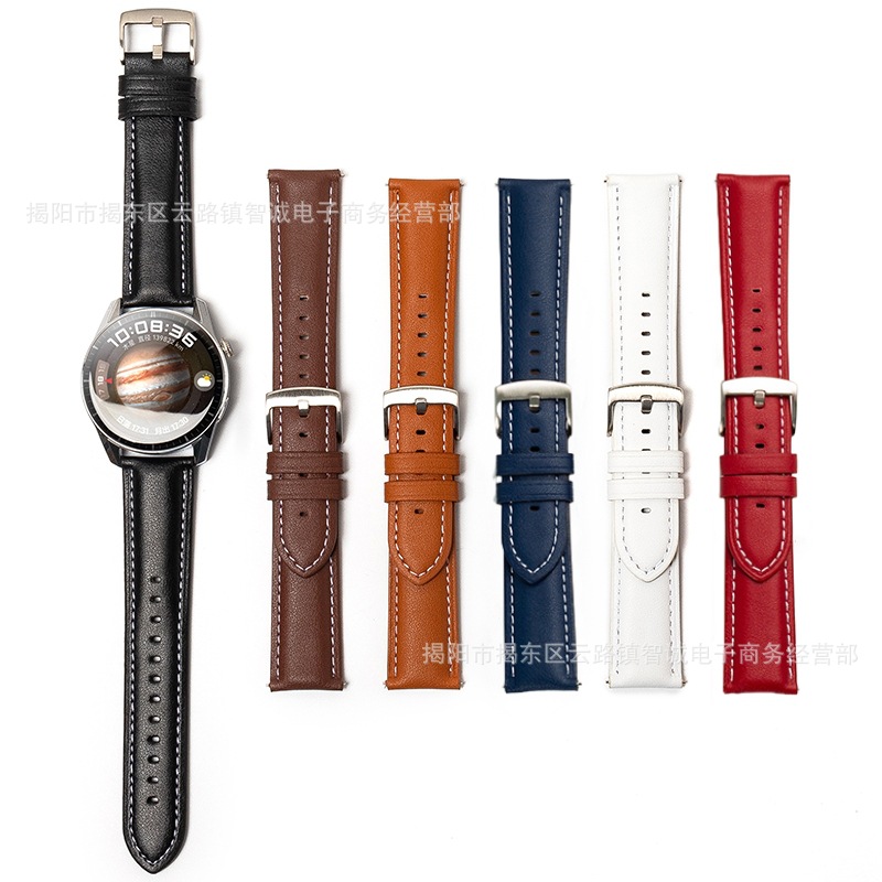 Suitable for Huawei Gt6 Watch Strap, Same Style as Watch 3, Calfskin Gt5 Wristband, 18/20/22mm Leather Strap in Stock
