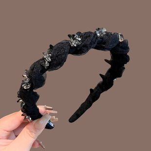 2025 New Style Hairband for Women, High-End Rhinestone Braided Headband, Internet Celebrity Elegant, Non-Slip Toothed Hairpin