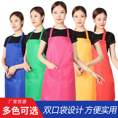 Advertorial apron polyester sleeveless waistband logo printed promotional workwear kitchen apron solid color uniform