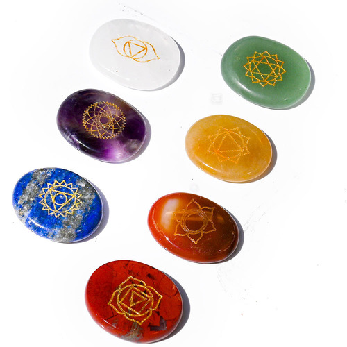 Cross-border bestseller natural crystal agate jadeite oval seven-color semi-precious stone plaything small ornament with velvet bag