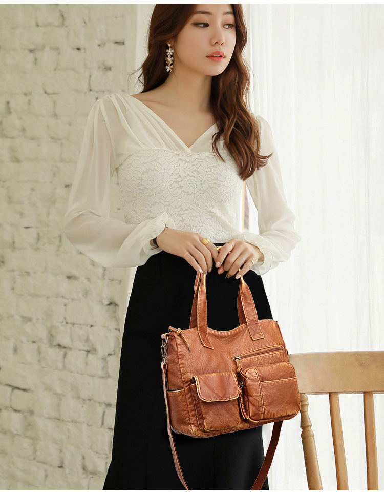 All Seasons Season Women's Gender Women's Pu Leather Solid Color Vintage Style Square Zipper Crossbody Bag