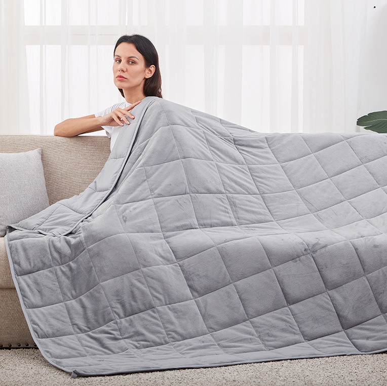 Suministro directo de fábrica, manta de gravedad de color sólido, relleno de cuentas de vidrio, blanco suave