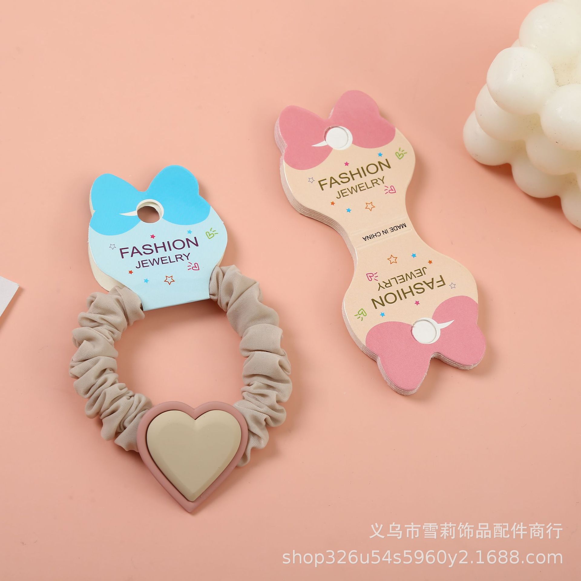 少女风卡通蝴蝶结发圈对折卡纸儿童发饰头绳装饰材料DIY包装纸卡