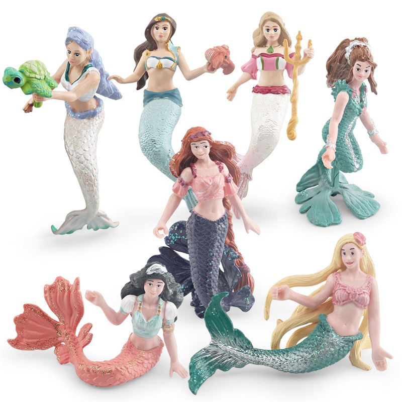 Amazon simulación mito leyenda muñeca modelo cognitivo de los niños sirena océano escena estática adornos