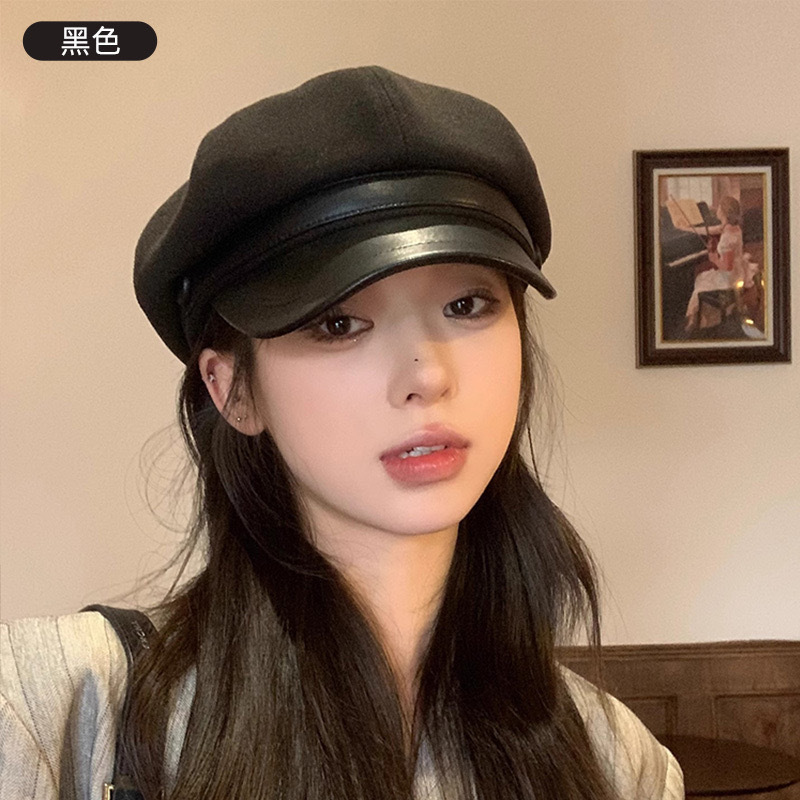 高级感贝雷帽子女秋冬季时尚百搭显脸小画家帽清新甜美八角报童帽|undefined