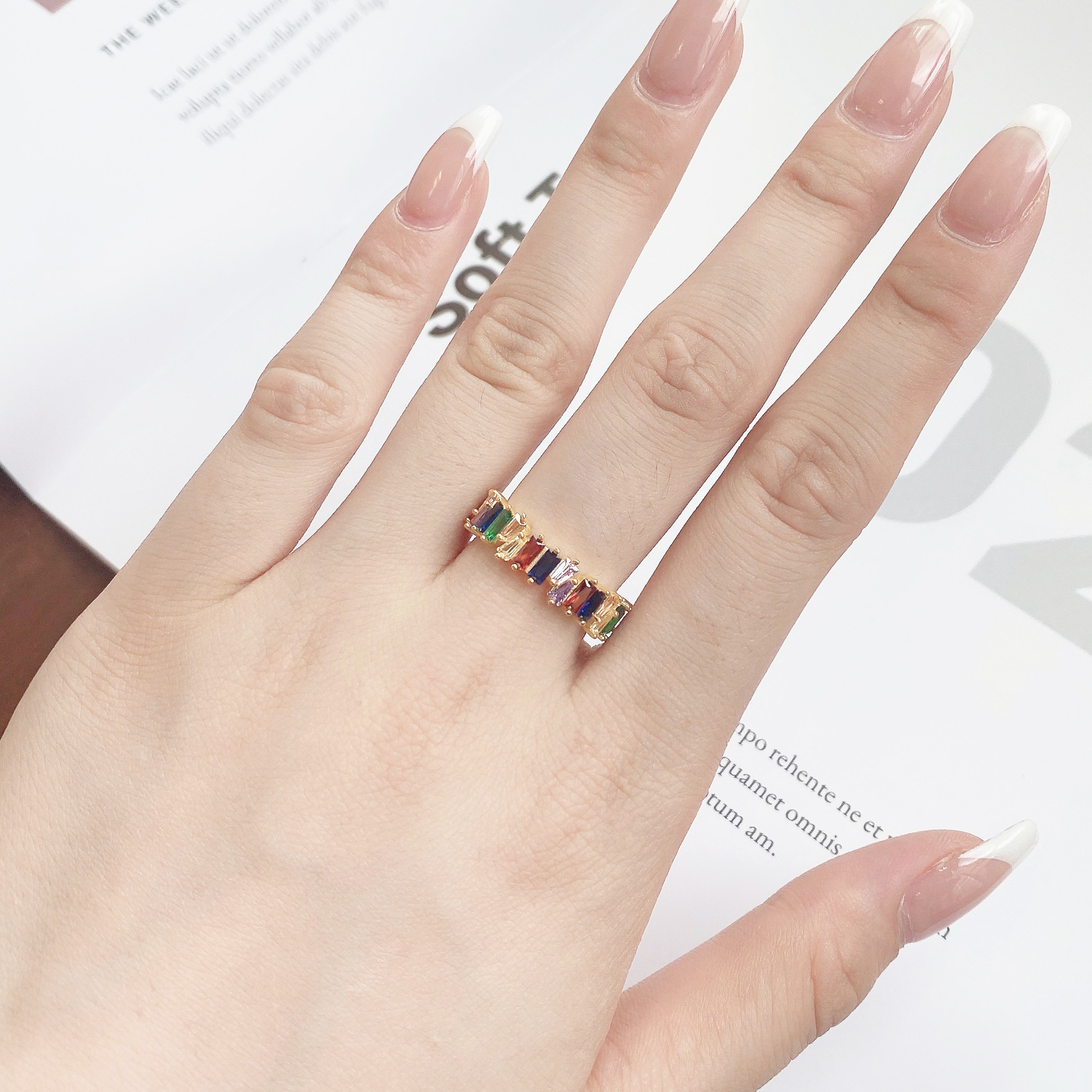 Glam Geometric Silver Plating Zircon Rings