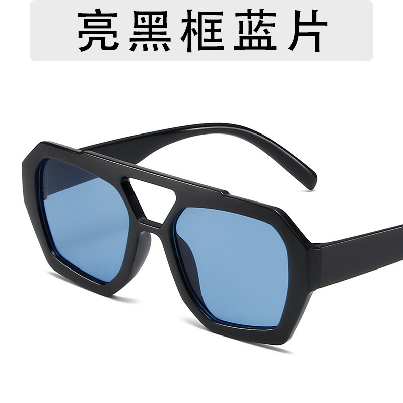 跨境欧美不规则墨镜女高级网红同款时尚个性太阳眼镜百搭双梁眼镜|undefined