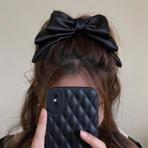 Fugitive Princess Clip Black Bow Tiara Hairpin Back of Head Women's Winter High-end  High-End Hairpin