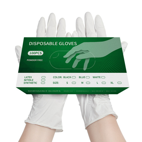 Disposable Composite Nitrile Gloves, White High-Elastic Rubber PVC Food-Grade Synthetic Nitrile Gloves, Factory Wholesale
