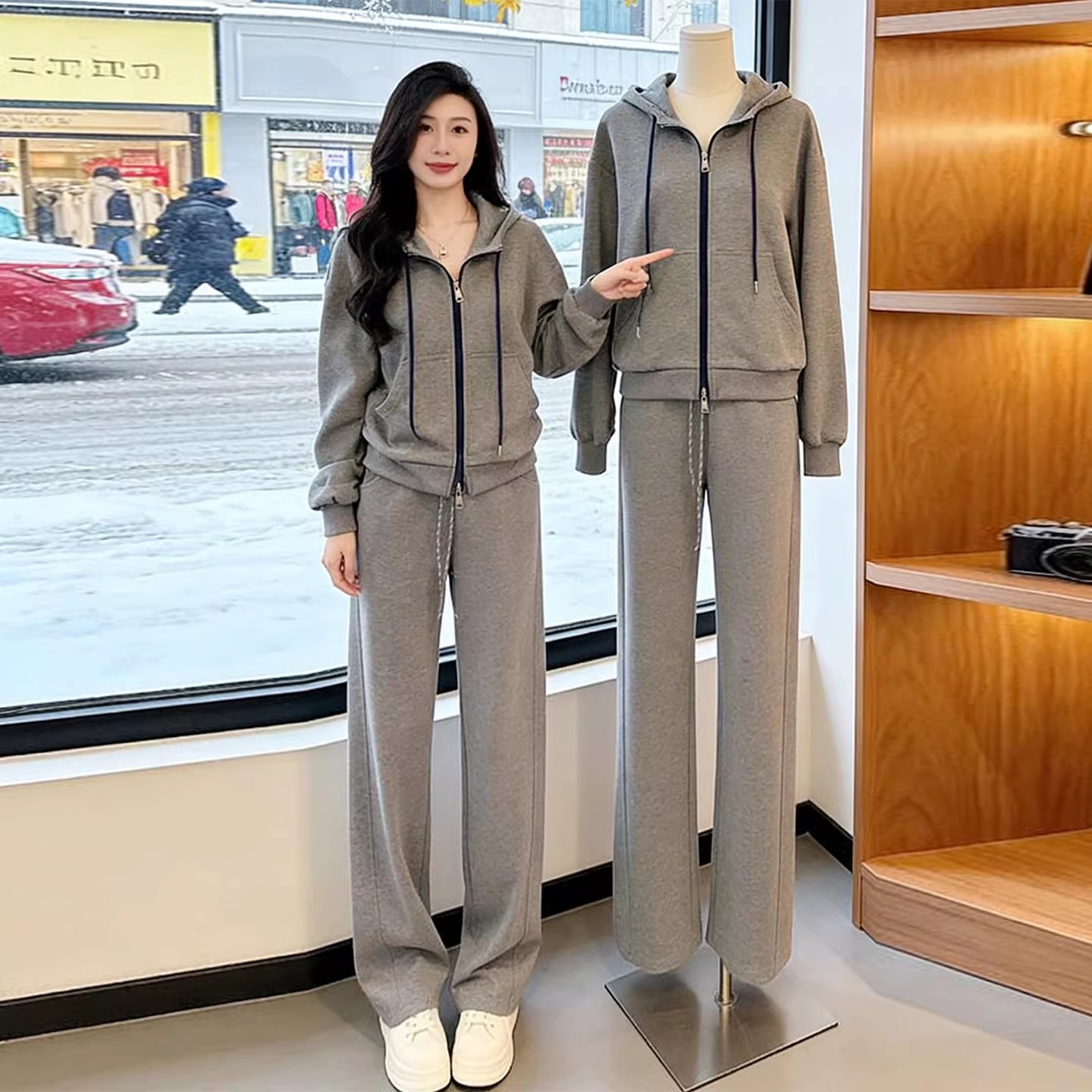 Women's Early Spring Super Stylish Casual Sporty Hooded Sweatshirt Set Fashionable Youthful_ecoleips.com