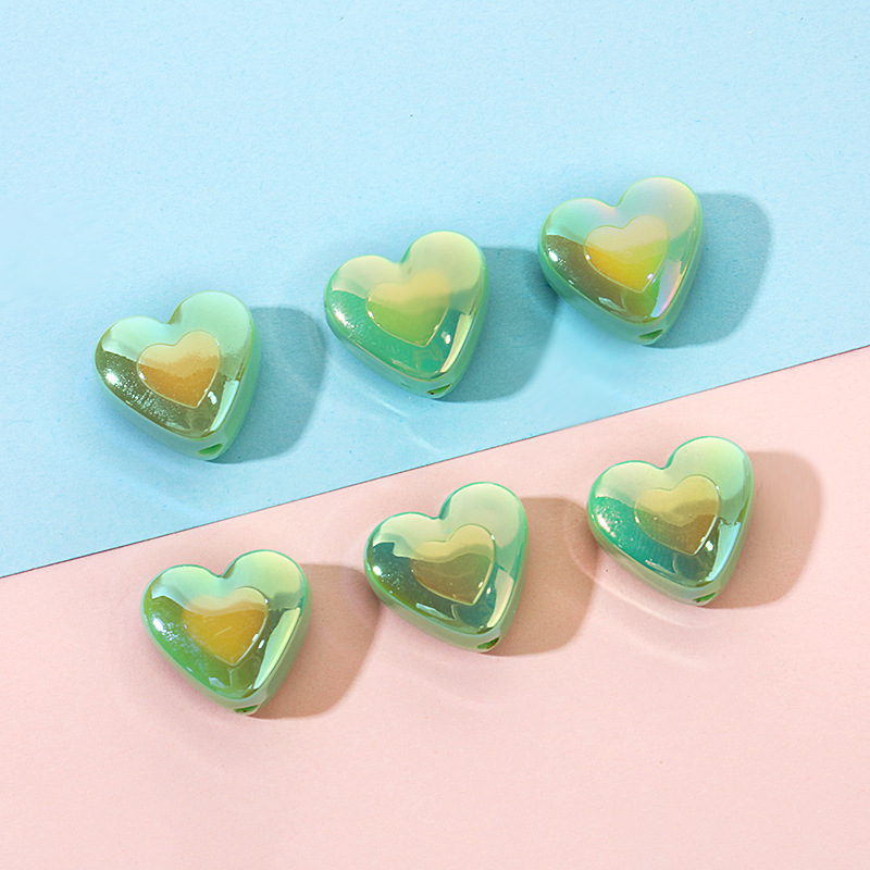 3g Weight Beads Jewelry Making Type DIY Jewelry Accessories Classification 1 Piece Quantity Acrylic Material Heart Shape Pattern Plating Design Simple Style Style 1 Piece Arylic Heart Shape DIY Jewelry Accessories Beads 6