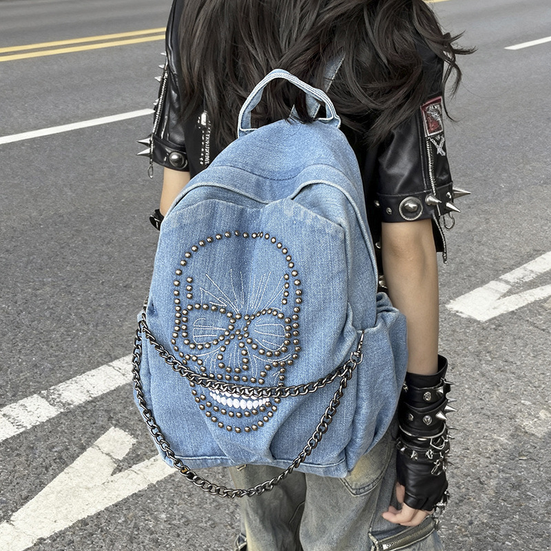 Vintage studded shoulder underarm bag, new suede biker bag, bowknot wasteland style large-capacity bucket bag