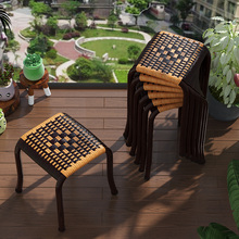 。藤编凳子家用可叠放阳台小板凳塑料编织椅子换鞋凳餐桌高凳换鞋