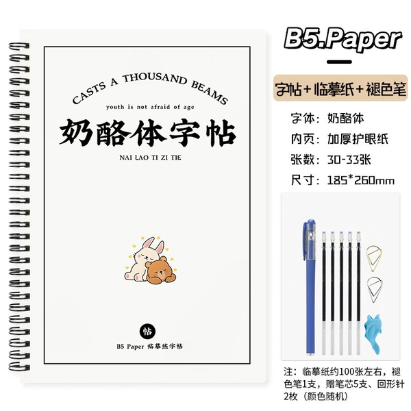 Copybook + copy paper + faded pen [5 refills included]