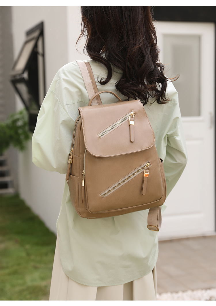 Nouveau sac à dos étudiant polyvalent en cuir souple de grande capacité avec un tempérament minimaliste, sac à dos pour femme, sac à dos anti-éclaboussures, version femme_voghion.com