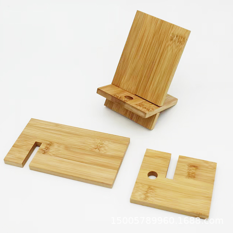 Bamboo Lazy Bracket Mobile Phone Holder Desktop Oblique Live Broadcast Bracket Multi-Functional Base Lettering Spot Wholesale Portable