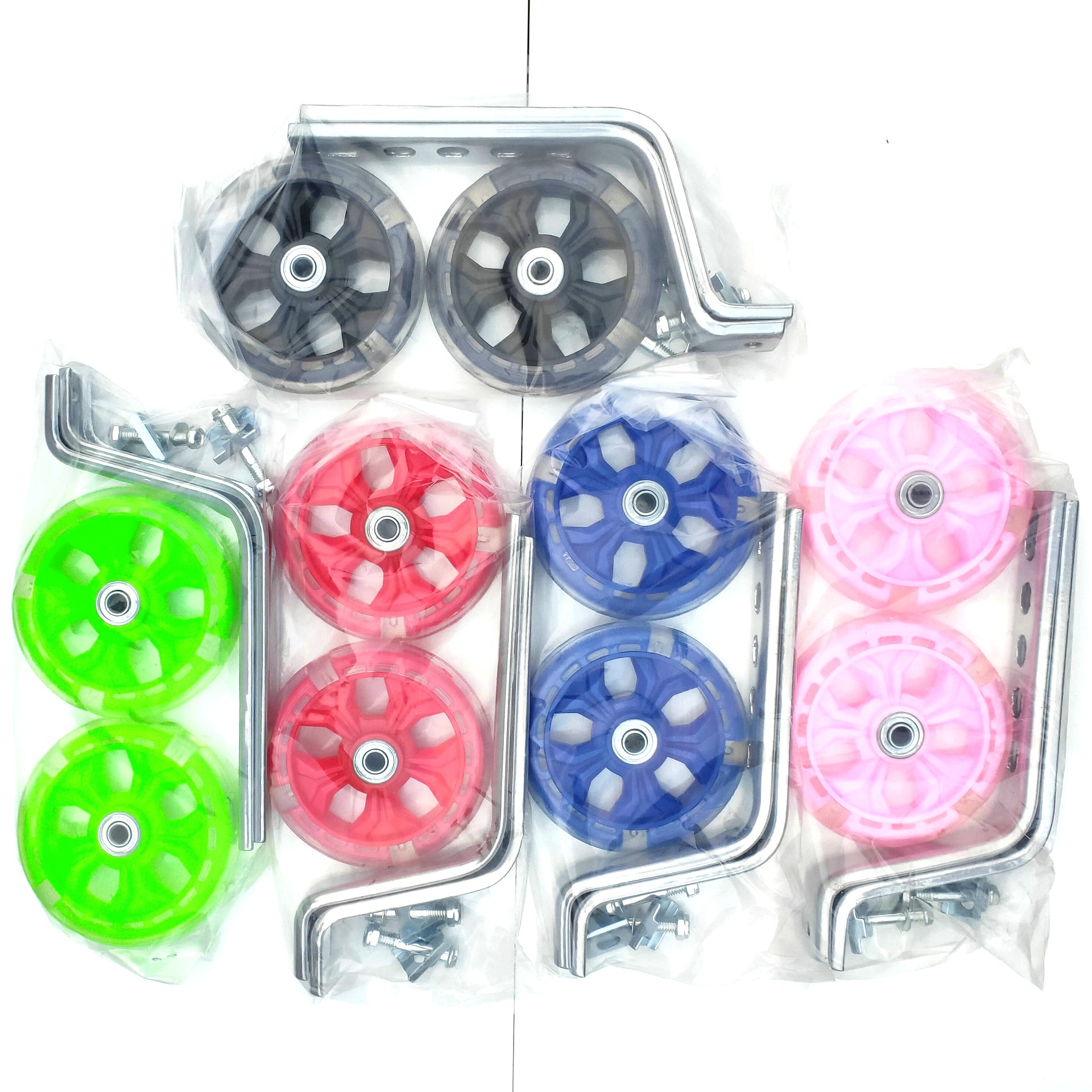 Ruedas auxiliares para bicicleta infantil – ajustables 12–20 pulgadas, silenciosas con luz