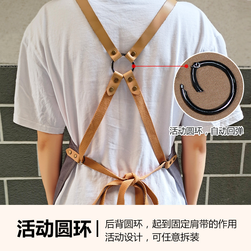 Transfronterizo Amazon lona delantal logo personalizado minimalista de moda restaurante bar barista delantal de trabajo al por mayor