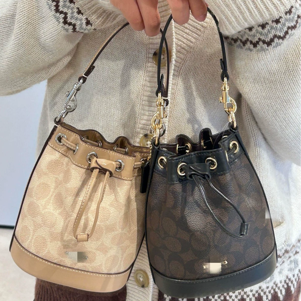 Сумка-ведро Kou C's Dempsey15 на шнурке, сумка через плечо, женская сумка, цвет макарон, форма ведра.