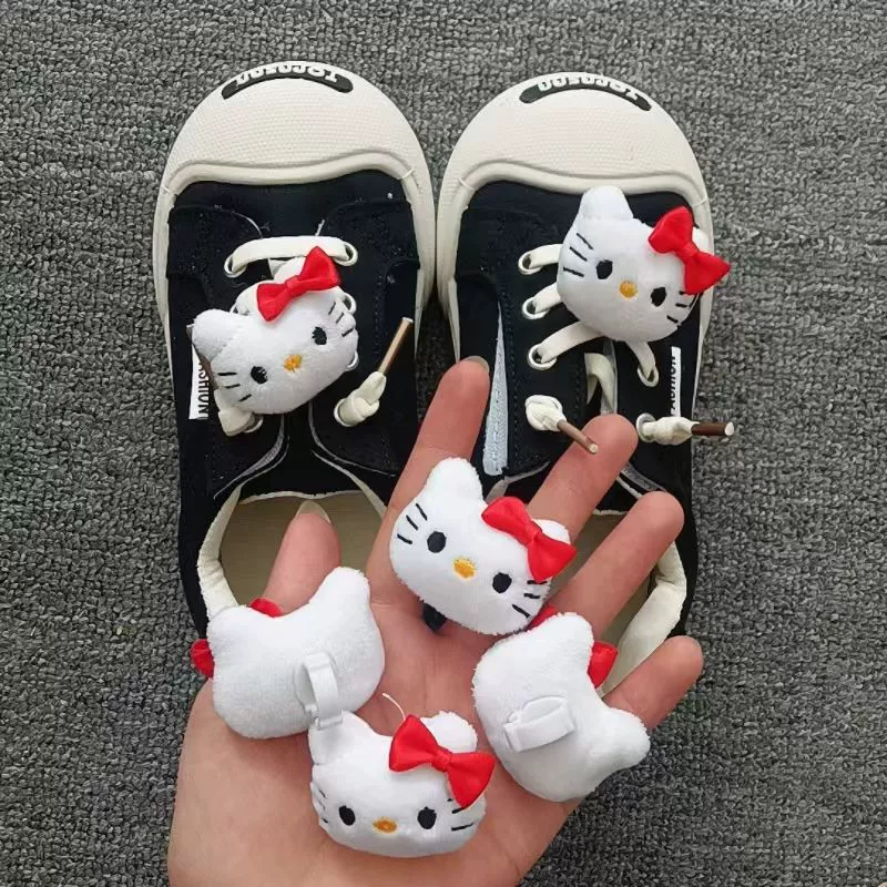Фиксатор шнурков Hello Kitty трёхмерный тканевый, милый аксессуар, 1/2/4 шт.