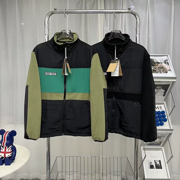 Outdoor stand-up collar jacket for men, autumn and winter loose-fitting jacket, thickened fleece, color-blocked, unisex couple style top 823