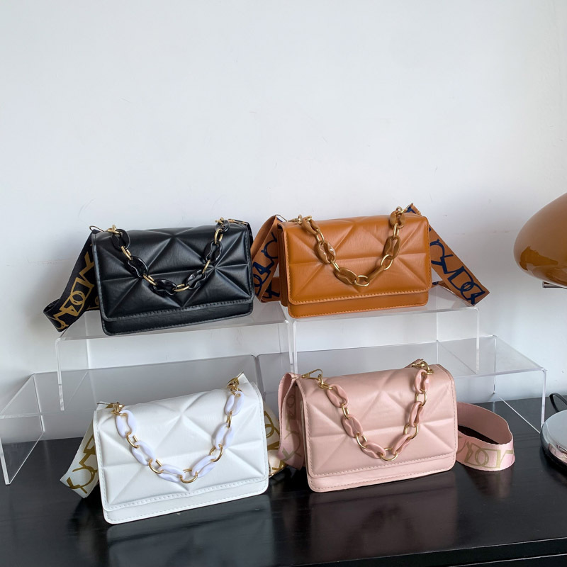 Bolso de mano de cadena moderno y a la moda para mujer 2024 nuevo bolso cuadrado pequeño acolchado de nicho texturizado bolso bandolera de un solo hombro