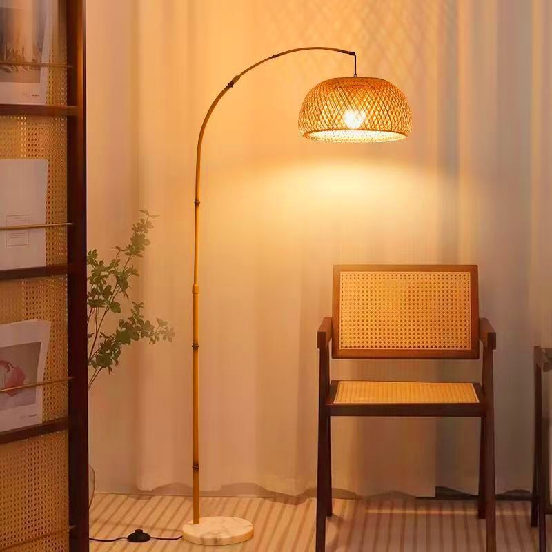 Wabi-Sabi Style Fishing Lamp Floor Lamp New Chinese Style Retro Zen Living Room Study Tea Bedroom Creative Antique Long Pole Lamp