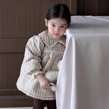 婴儿冬季加绒裙子宝宝外出服2024冬装韩版童装女童加厚连衣裙