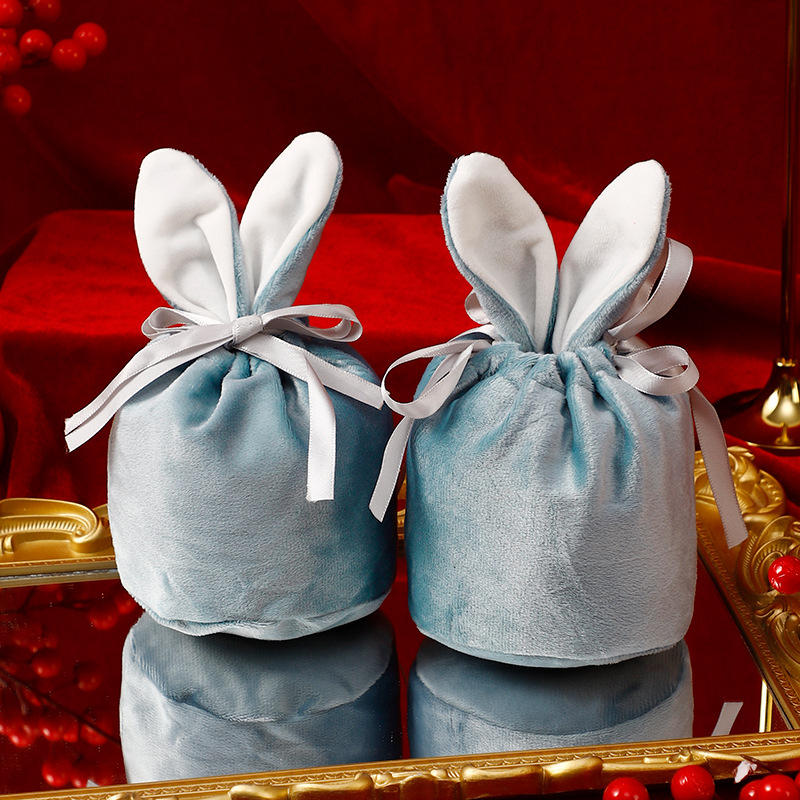 Nueva bolsa de dulces de terciopelo de orejas de conejo caja de regalo caja de dulces de boda caja de dulces de boda dama de honor regalo creativo
