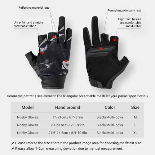 NOEBY Non-slip Leaking Three-Finger Fishing Glove Cycling Outdoor Climbing Sports Glove