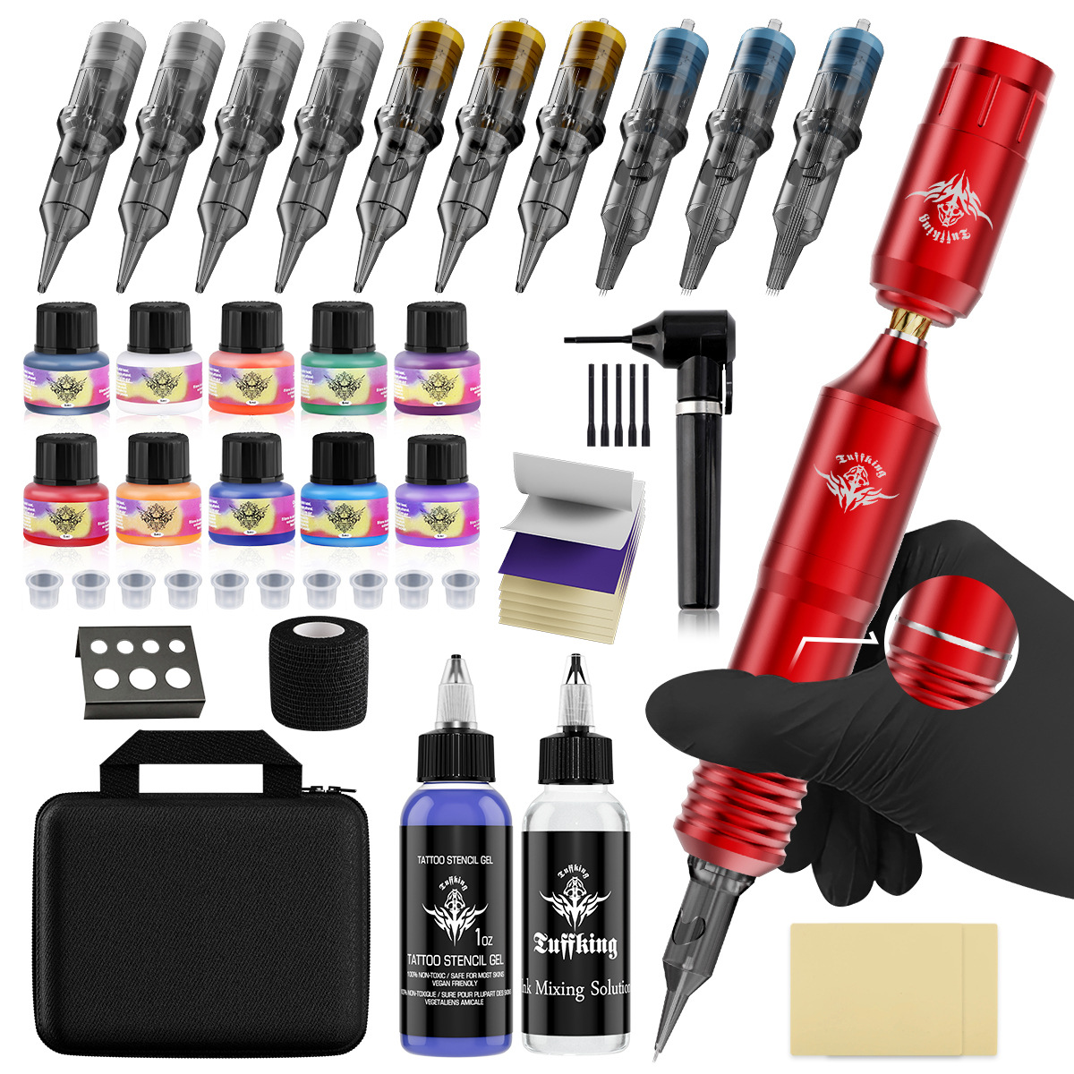 Tuffking tatuaje traje de transferencia de tatuaje gel tatuaje pigmento diluyente traje inalámbrico tatuaje pluma traje