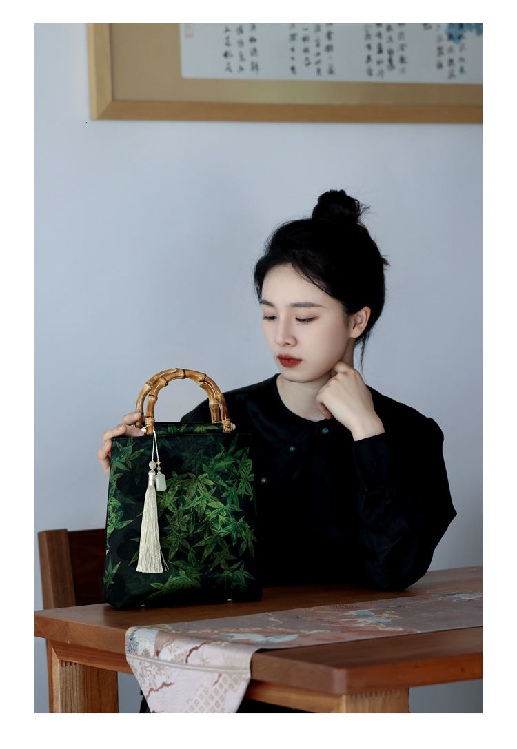 Yaji Xiangyun gaze, cheongsam en bambou, sac à main, nouveau Hanfu ancien, sac pour femmes de style chinois, jupe, sac à main_voghion.com