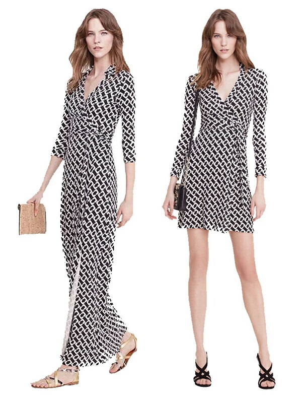 Big DVF Spring and Autumn 22 New Brand Classic Chain Printed Knitted Silk Mulberry Silk Wrap Long Dress
