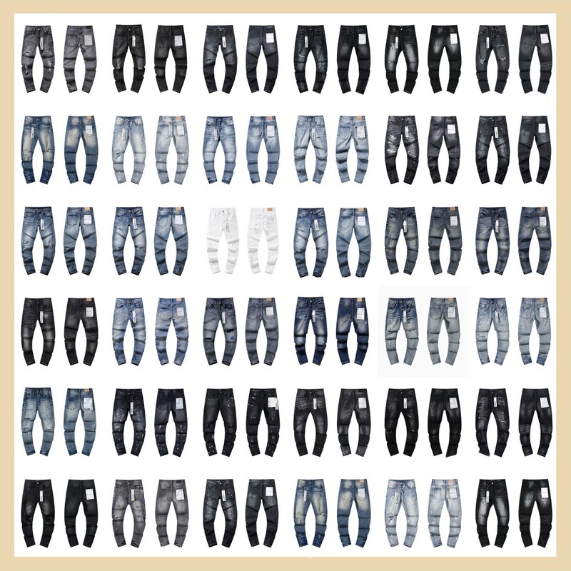Cross-Border European and American Purple Brand Slim Jeans Jeans Washed Old Retro Ripped Handsome American Style