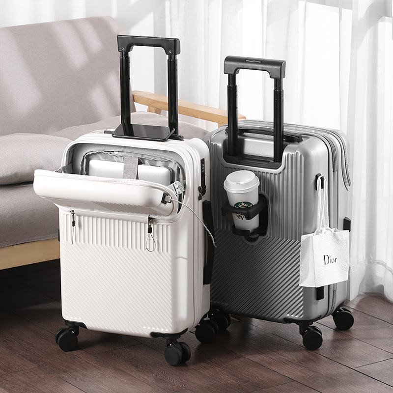 Front Opening 20inch Suitcase Women's Boarding Trolley Case Multi-Functional Suitcase Universal Wheel 24inch Password Box Men's