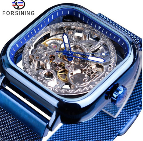 New forsining European and American style men's fashion and leisure hollow mechanical movement automatic mechanical watch