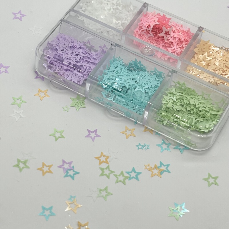 Macaron star nail decorations, ultra-thin colorful hollow pentagram sequins for nail art, DIY Macaron star nail decorations, ultra-thin colorful hollow pentagram sequins for nail art, DIY