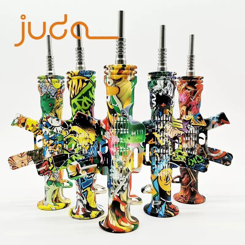 厂家直销硅胶烟斗多种图案色彩鲜艳硅胶耐用易清洗采集器烟具批发