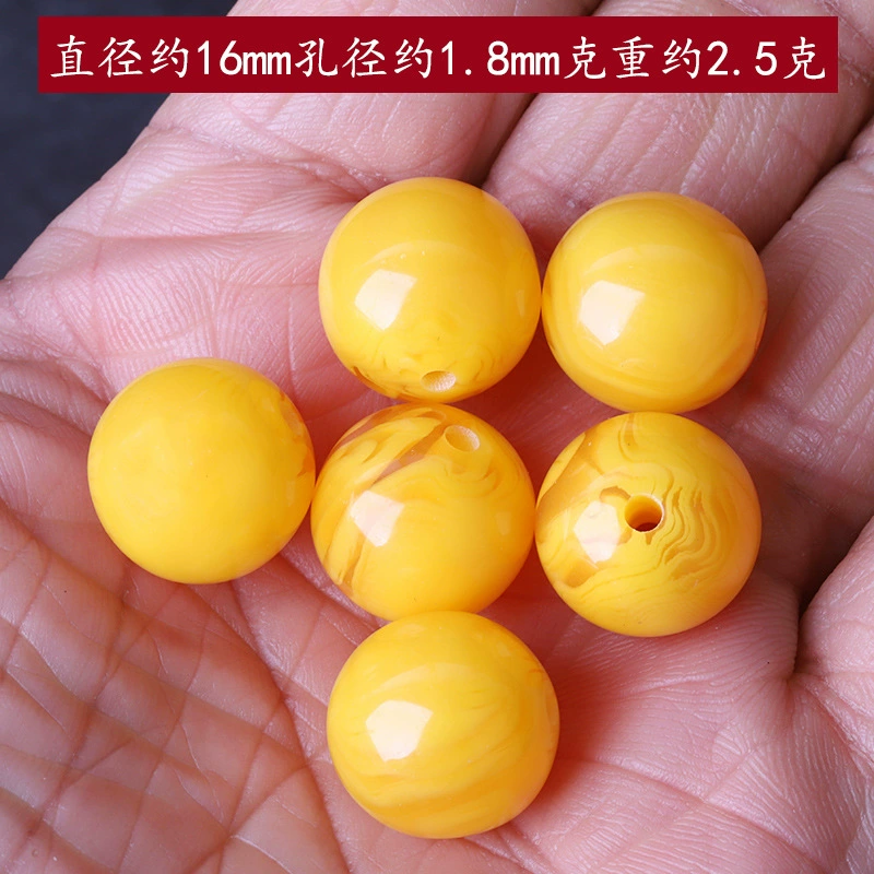 Synthesized rosary with round beads wax agate handmade, DIY