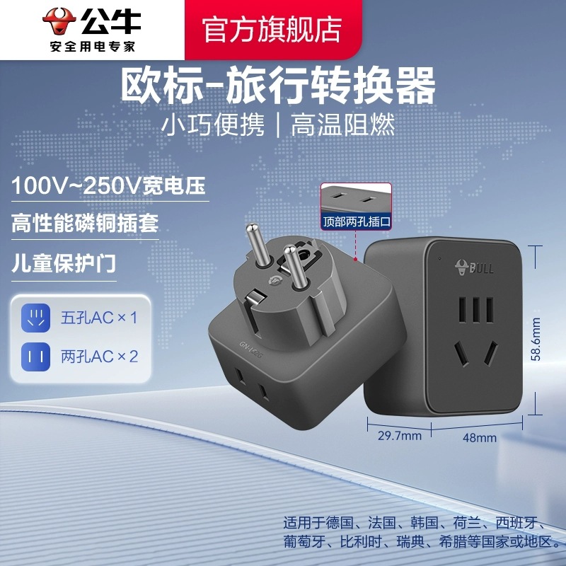 Estándar nacional del agujero redondo del zócalo de Bull al estándar europeo Estándar alemán Estándar británico Enchufe estándar americano de la conversión que carga la versión coreana y europea de Hong Kong de múltiples funciones