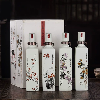 景德镇陶瓷酒瓶批发 1斤春夏秋冬陶瓷酒瓶 高档礼品套装1斤酒坛