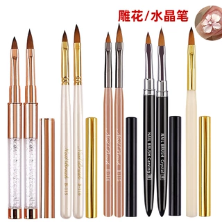 跨境批发尼龙毛美甲水晶笔雕花笔刷美甲工具法式雕花笔尖头水晶笔