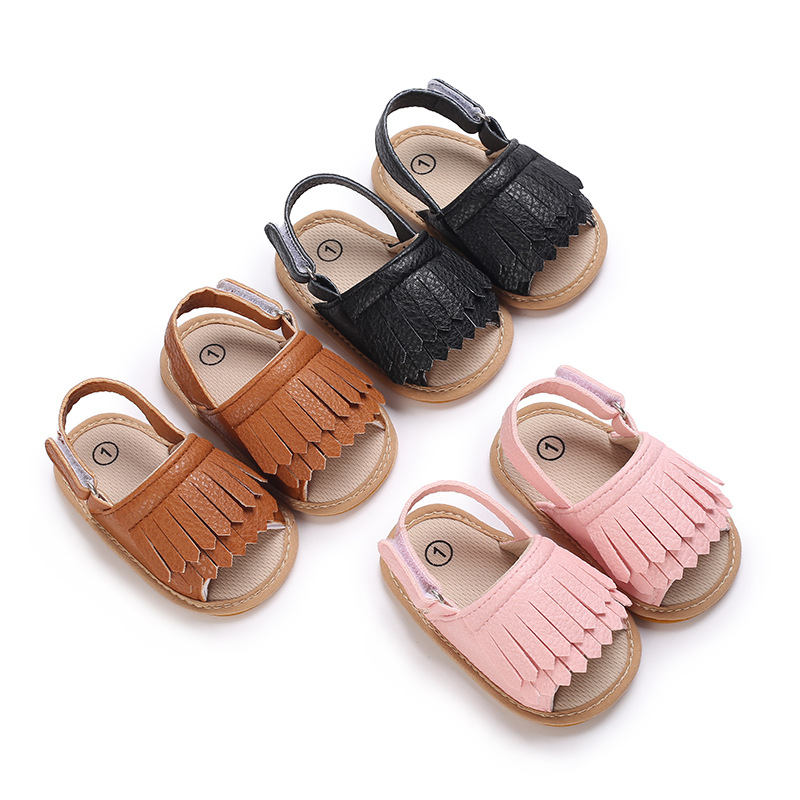 Summer baby sandals tassel rubber sole n...