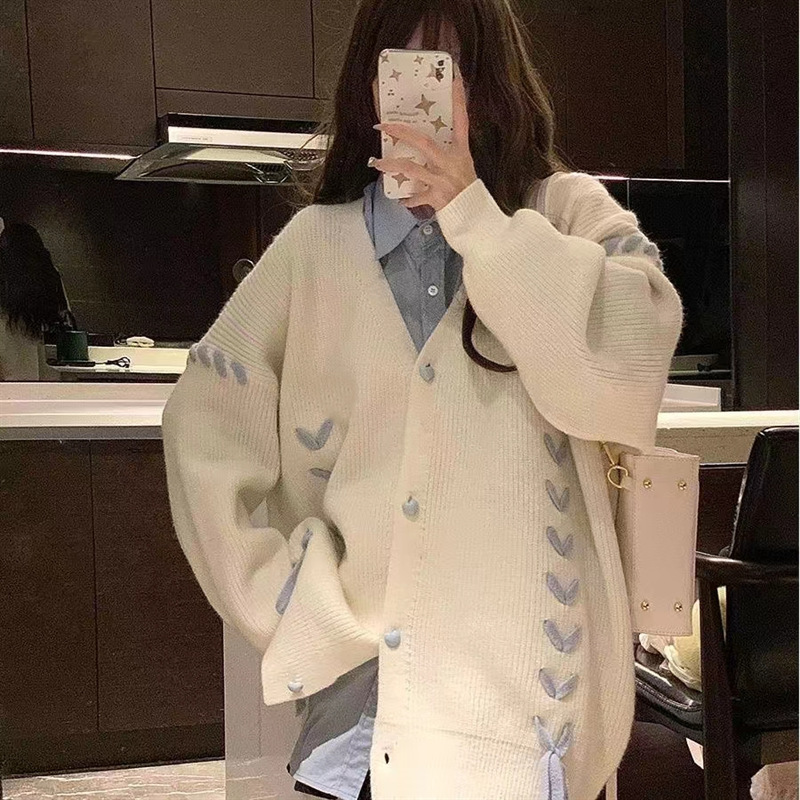 2026 Autumn New Knitted Sweater Lazy American Style Sweet Knitted Cardigan Solid Color Tie-Up Knitted Jacket for Women 2026 Autumn New Knitted Sweater Lazy American Style Sweet Knitted Cardigan Solid Color Tie-Up Knitted Jacket for Women