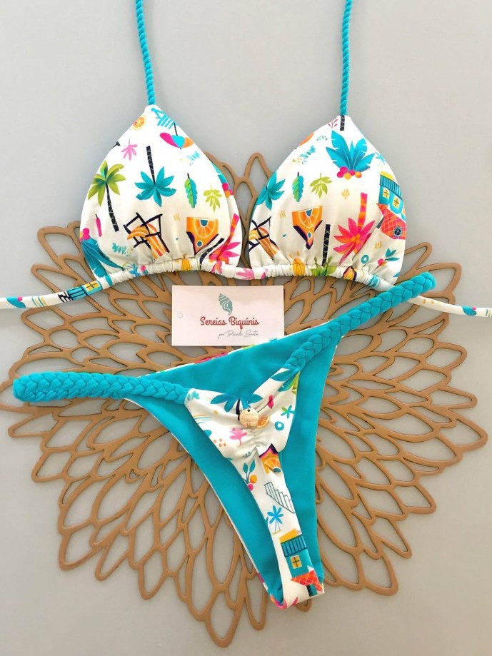New 2025 Women's Fresh Floral Print Bikini Set Sexy Braided Rope Design European American Style Two Piece Swimsuit for Vacation_ecoleips.com