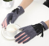 Fashionable fleece keep warm demi-season gloves with tassels, windproof street set