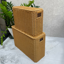 仿藤编收纳置物筐墙角边角扁形客厅茶几家用窄边收纳筐整理筐篮子