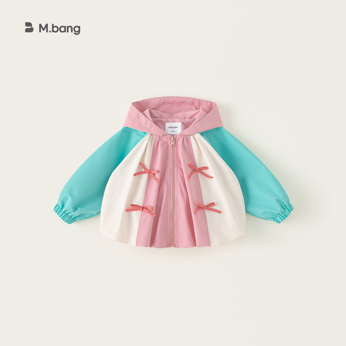 Youbao ropa para niños nueva primavera para niños niña linda bowknot cremallera top niña bebé contraste color chaqueta con capucha