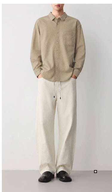 Áo sơ mi nam dài tay cotton trơn màu phong cách công sở — đen chi tiết 14