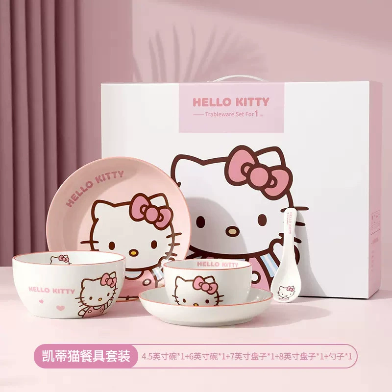 Sanrio, hello kitty, ceramic tableware, set